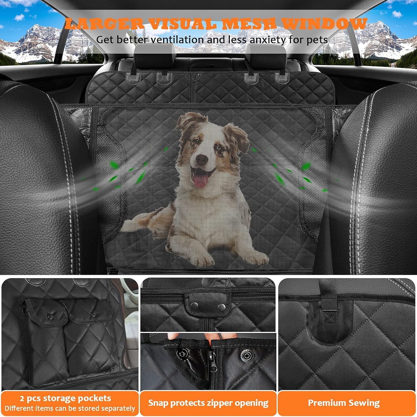 6-in-1 Dog Car Seat Cover for Back Seat, Waterproof Dog Car