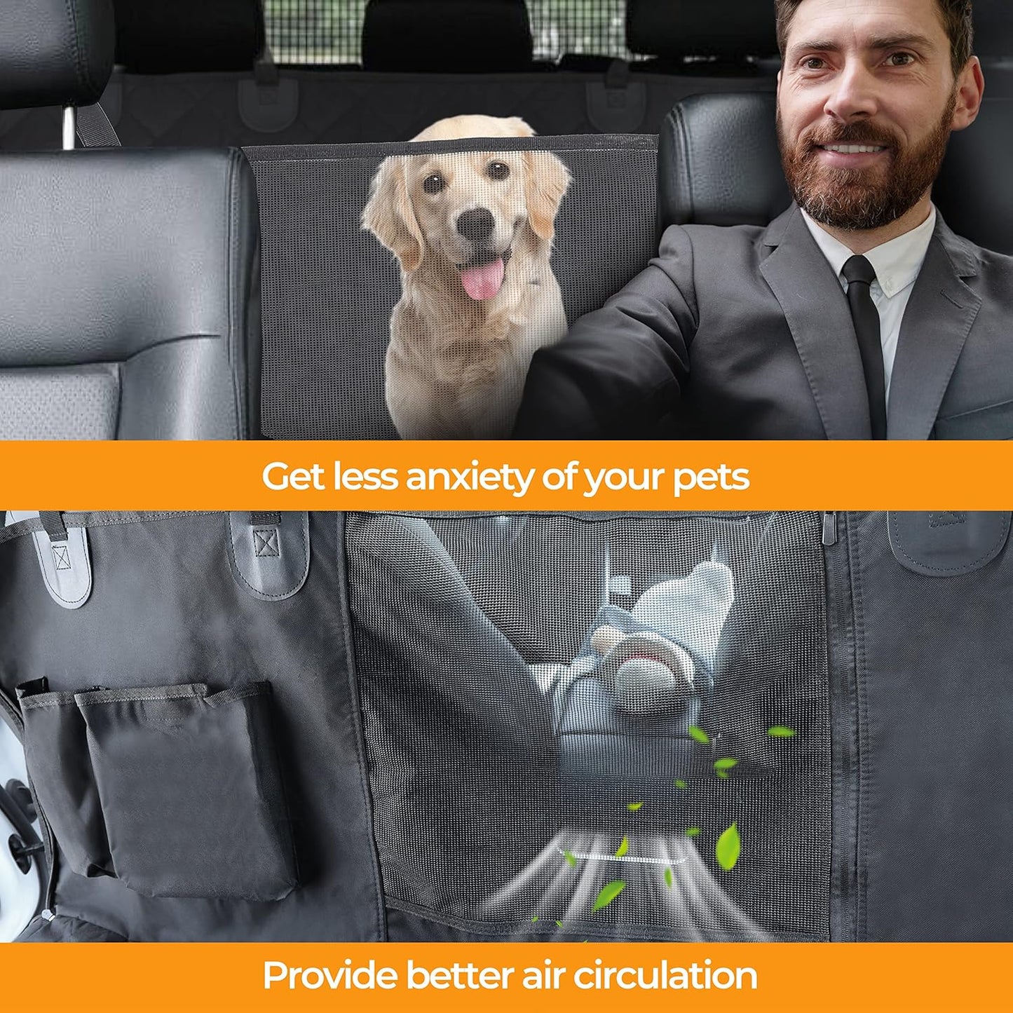 Dog Car Seat Cover for Back Seat, Waterproof Dog Car